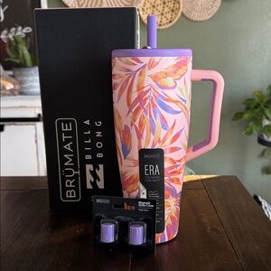 BruMate Era 40oz in Tropic Wave with straw covers! BILLIBONG COLLAB! New!